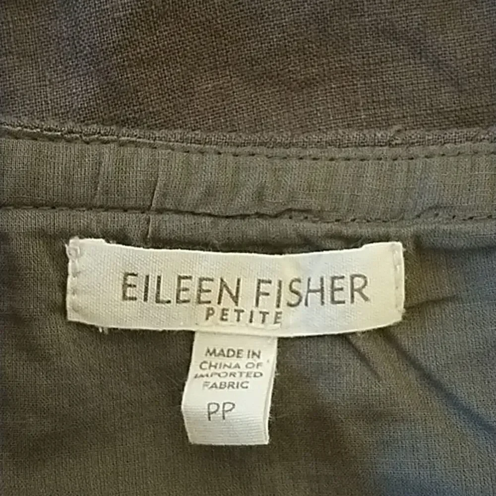 Eileen Fisher Irish linen taupe skirt with frayed/fringed tiered hem size PP